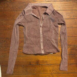 NWT! - S Hollister Shimmery/Sheer Pink Button Down With Matching Cami